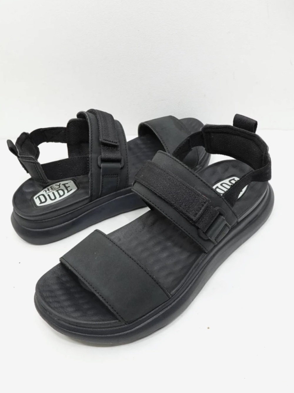 Hey Dude Collins Mono Adjustable Sport Sandal Black Lightweight Women’s size 7